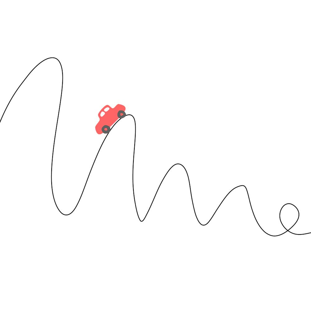 Minimalist Road Automobile Lineart Comic Ride