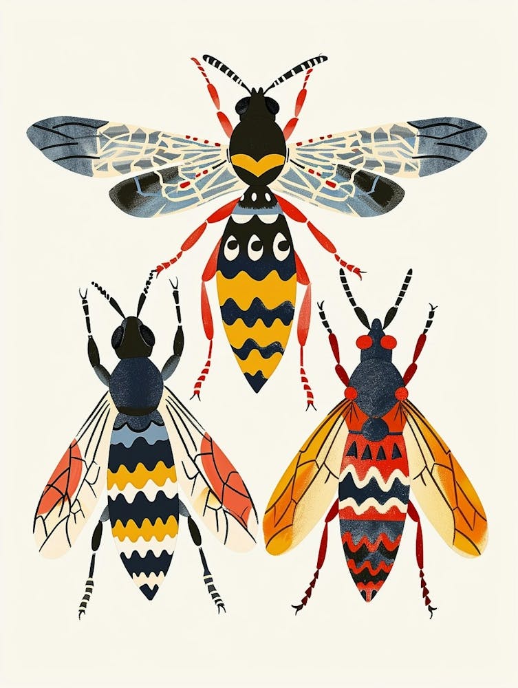 Colourful Insect Illustration Wasp 3