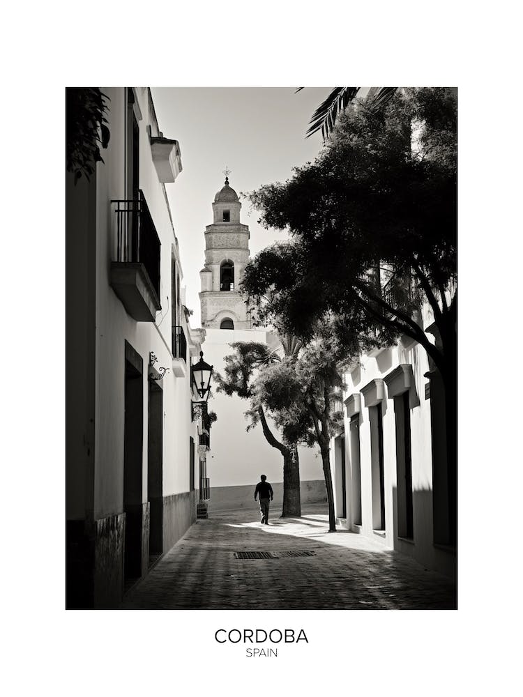 Poster von Cordoba, Spanien, Schwarz-Weiß Analogfotografie 2