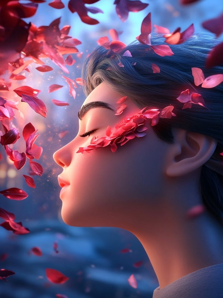 Girl With Flowers On Her Face 1