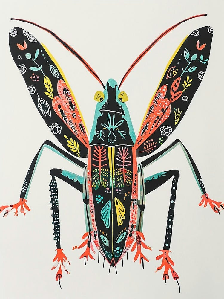 Colourful Insect Illustration Cricket 2