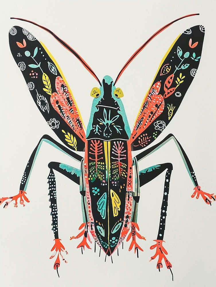 Colourful Insect Illustration Cricket 2
