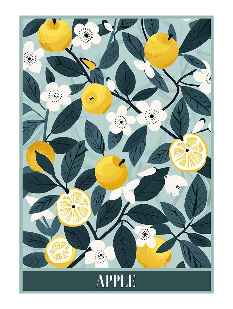 Apple Tree Flat Illustration 7 Poster