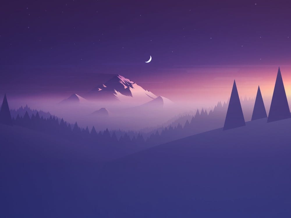 Landscape With Trees And Moon