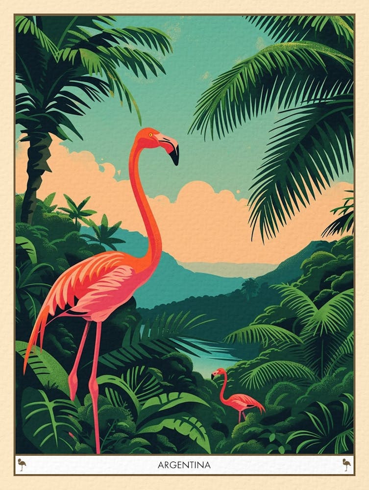 Greater Flamingo Argentina Tropical Illustration 1 Poster