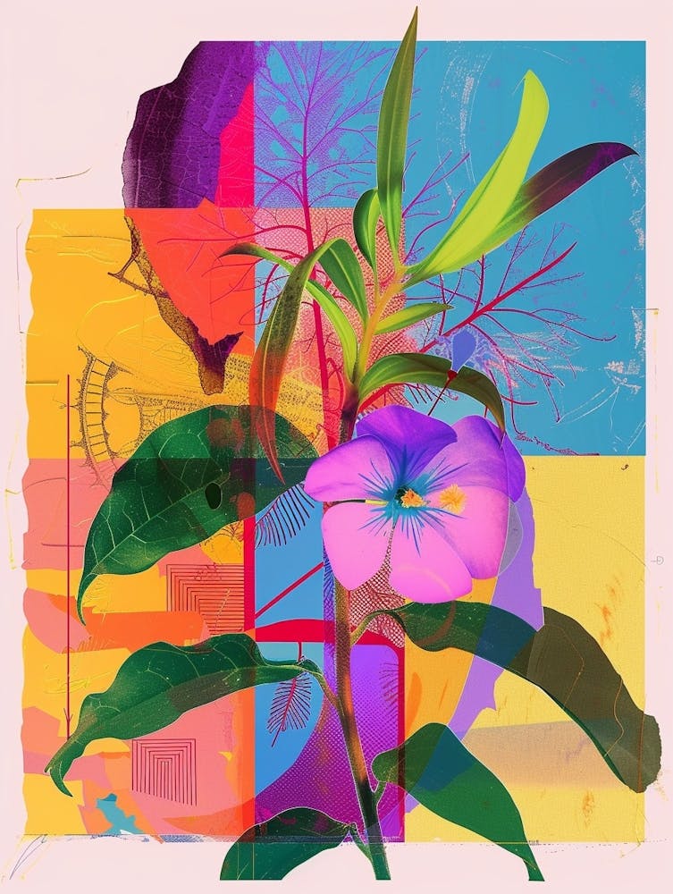 Periwinkle (Vinca) 2 Neon Flower Collage