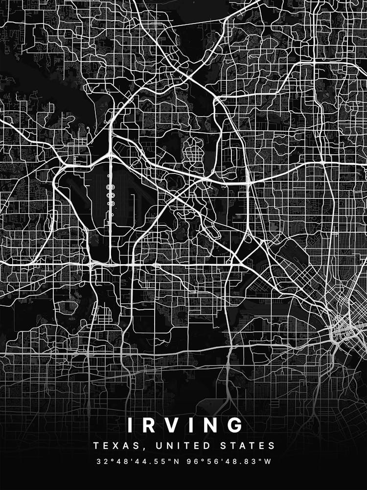 Irving Texas United States Black Map