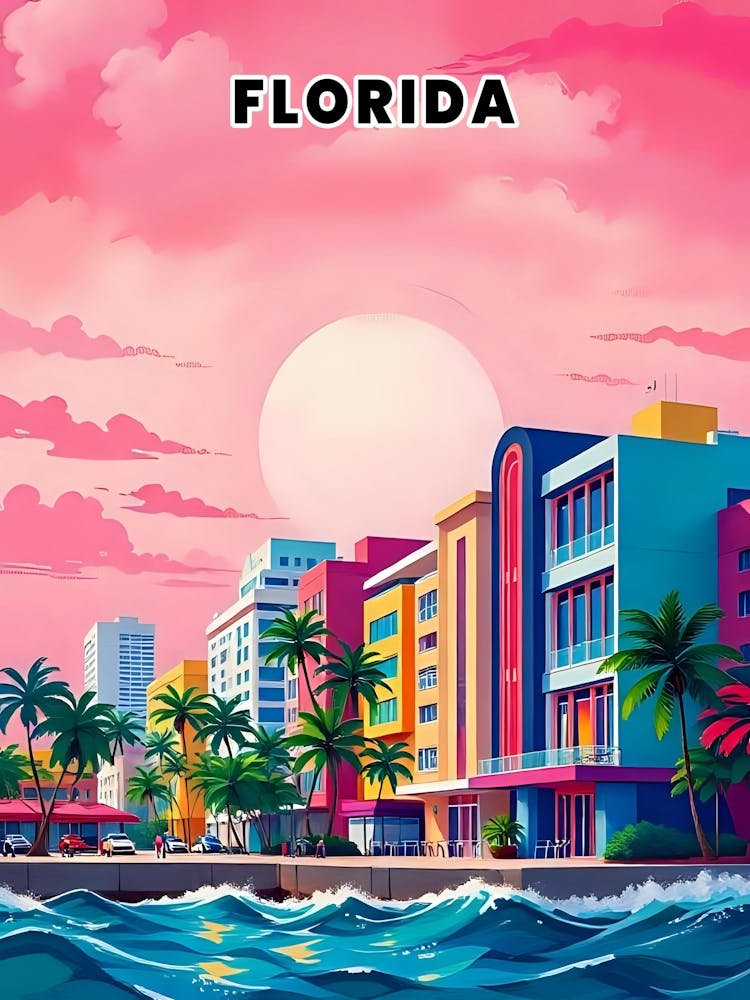 Florida Vibrant Vintage Travel Poster 13