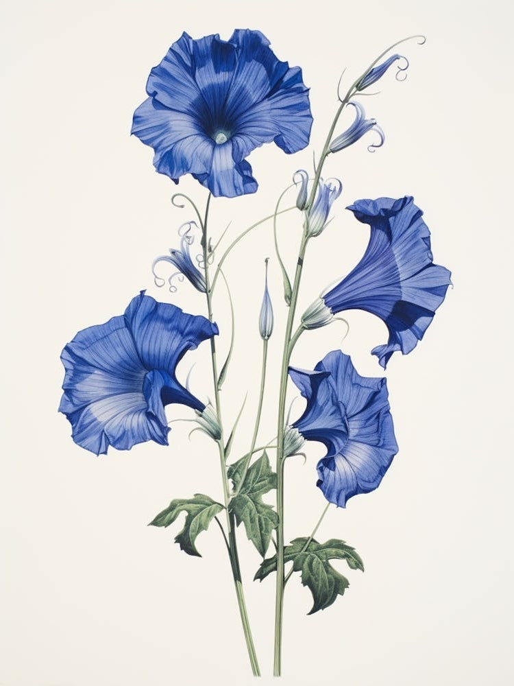 Blue Botanical Canterbury Bells 1