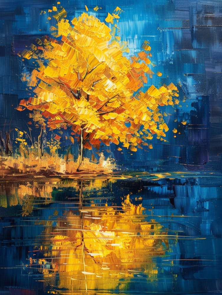 Yellow Tree By The Water