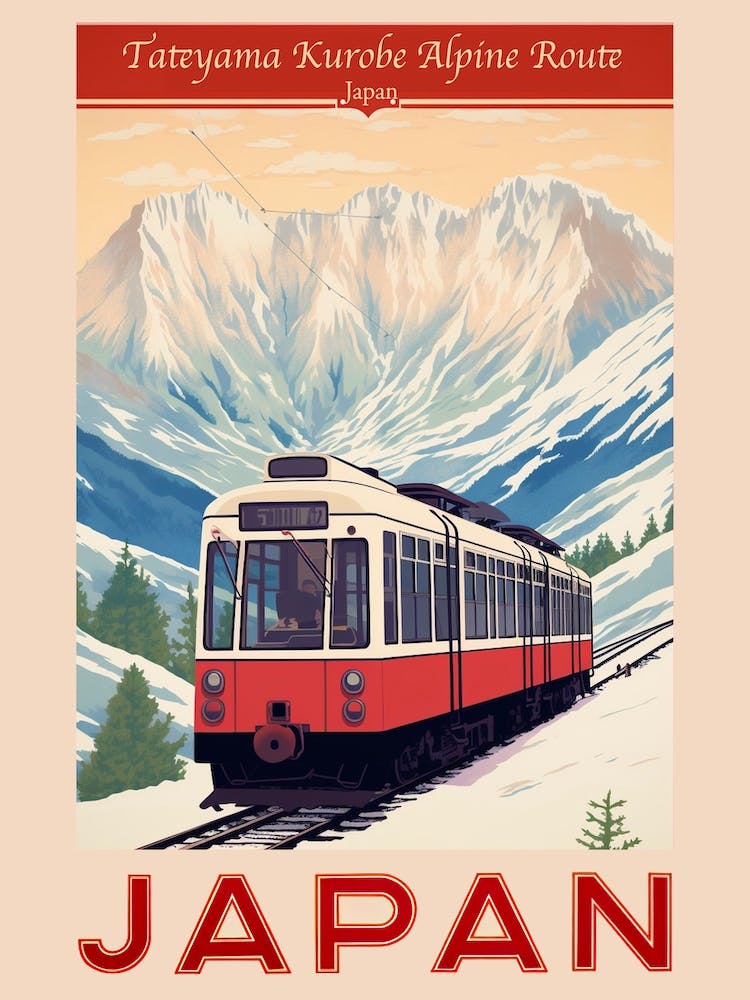 Tateyama Kurobe Alpine Route, Visit Japan Vintage Travel Art 2 Poster