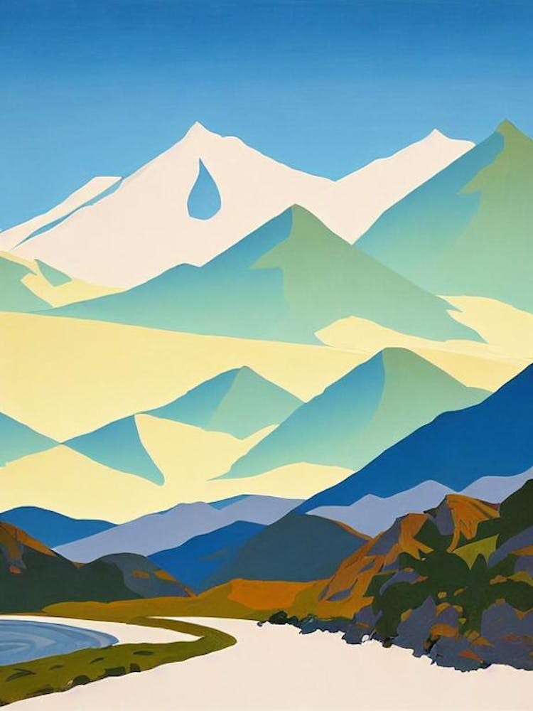 Coronet Peak, New Zealand Midcentury Vintage Skiing Poster