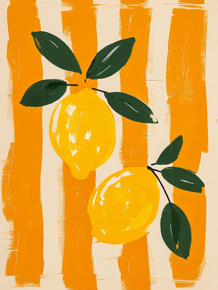 Lemons And Stripes Modern Kitchen Wall Decor