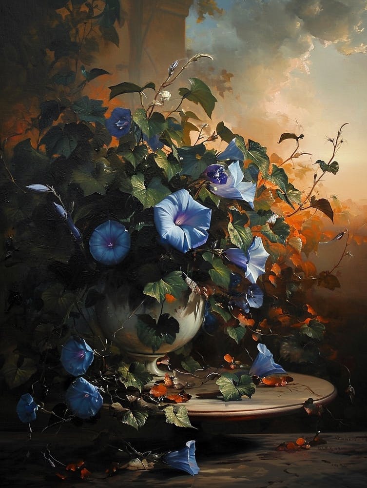 Nature morte florale baroque Gloire du matin 8