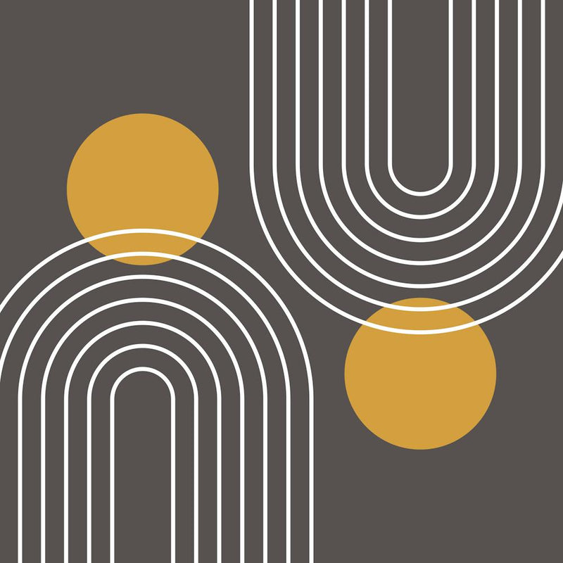 Mid Century Modern Geometric C32 In Earthy Gold (Rainbow And Sun Abstract) 02