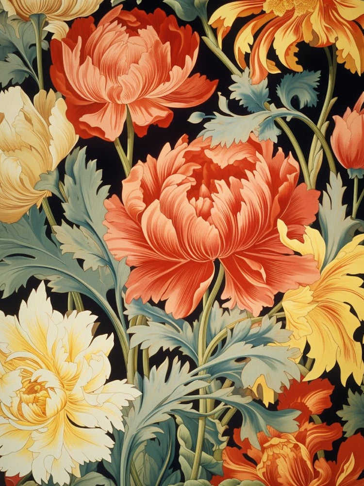 Peonies On A Black Background