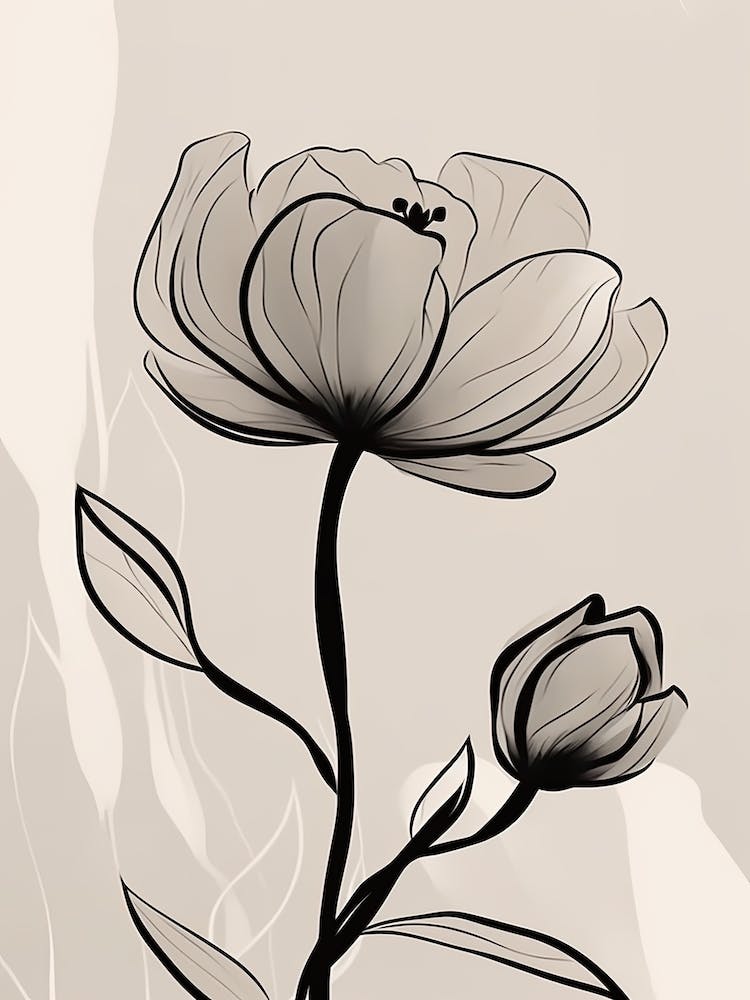 Line Art Tulpen Blumen Illustration Neutral 7
