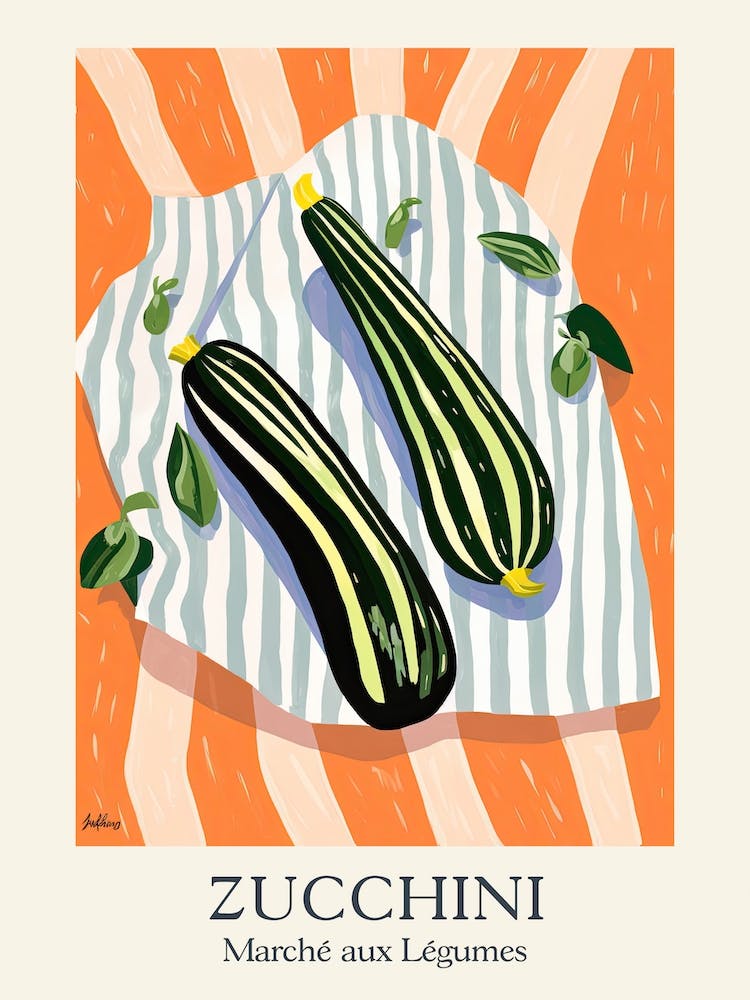 Marche Aux Legumes Zucchini Summer Illustration 2