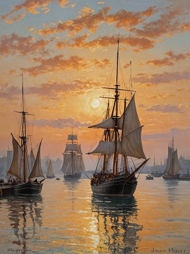 Sailing Ships At Sunset no1
