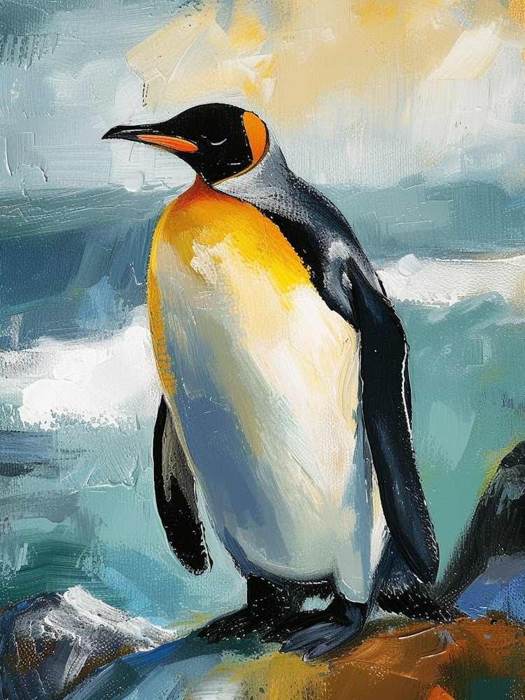 King Penguin Stewart Island Ulva Island Colour Block Painting 1