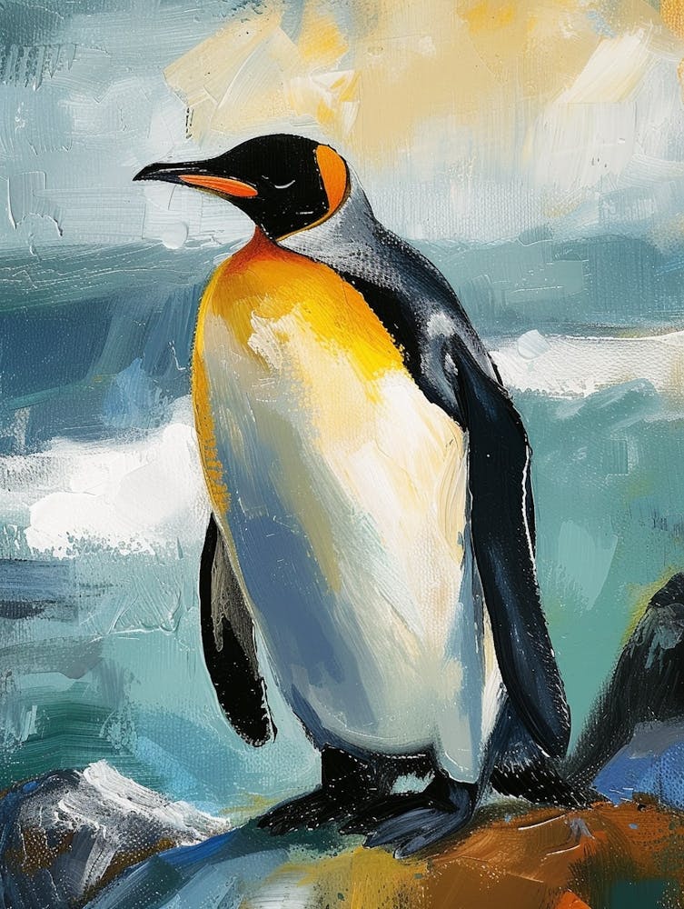 King Penguin Stewart Island Ulva Island Colour Block Painting 1