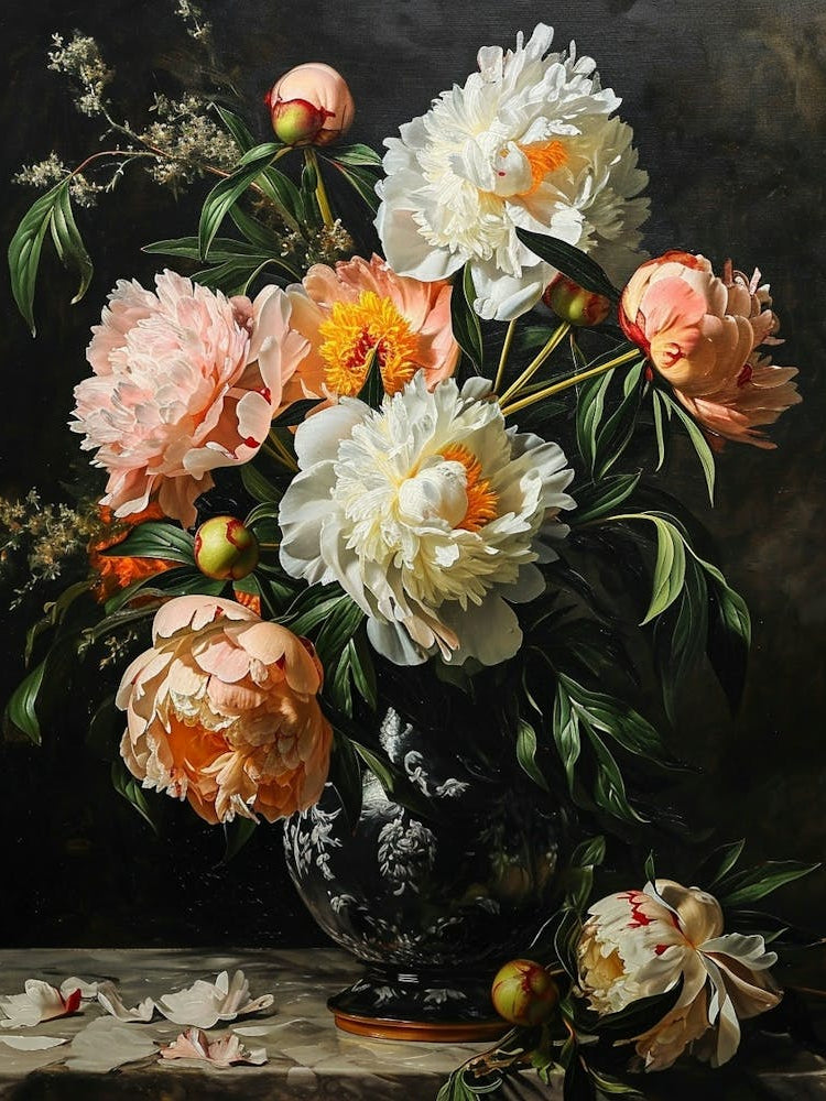 Baroque Floral Still Life Peony 1