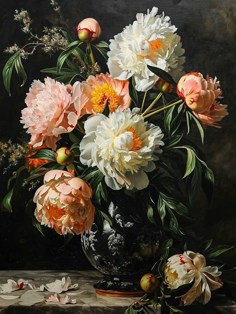Baroque Floral Still Life Peony 1