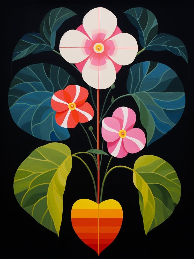 Impatiens 1 Hilma Af Klint Inspired Flower Illustration