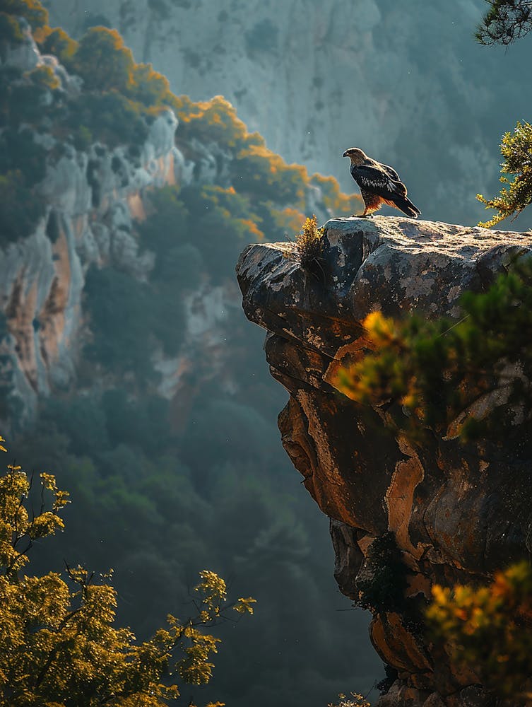 Eagle Perched On Cliff