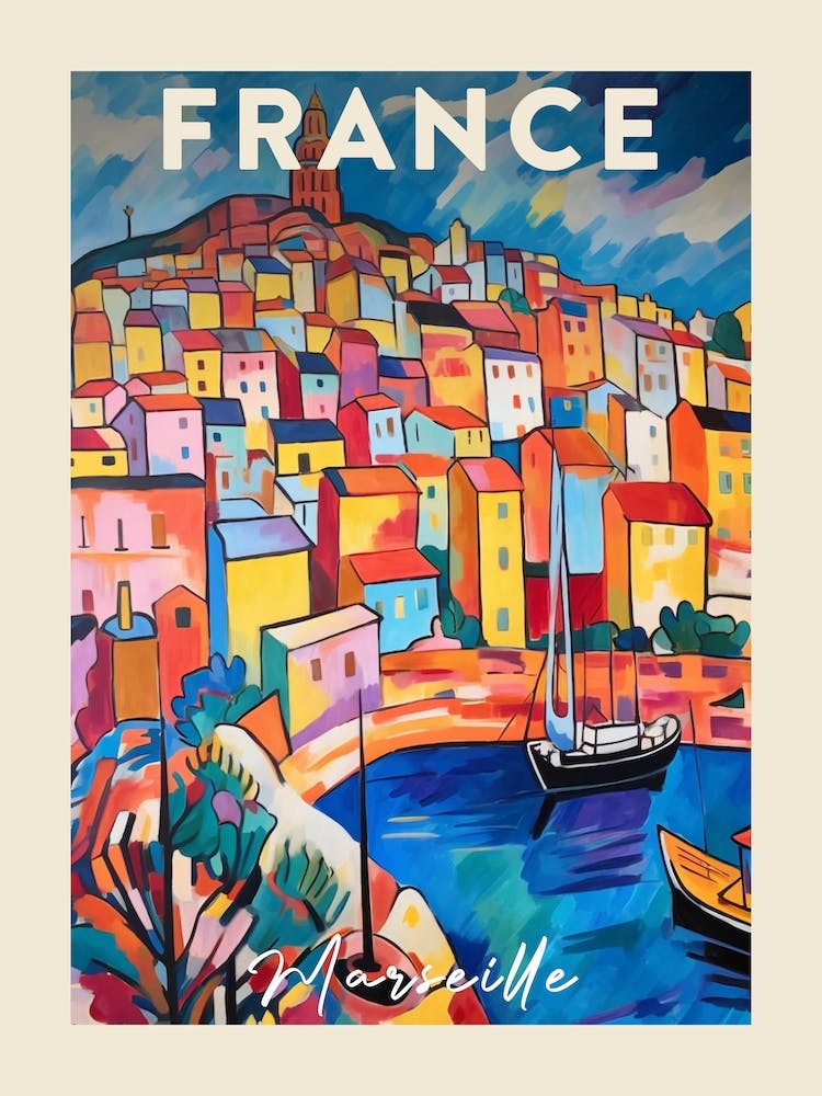 Marseille France 3 Fauvist Painting Travel Poster