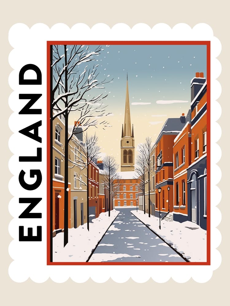 Retro Winter Stamp Poster Bath United Kingdom 1