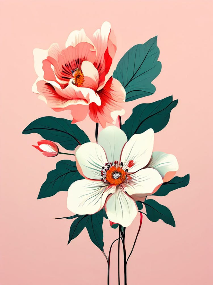 Flowers On A Pink Background 8