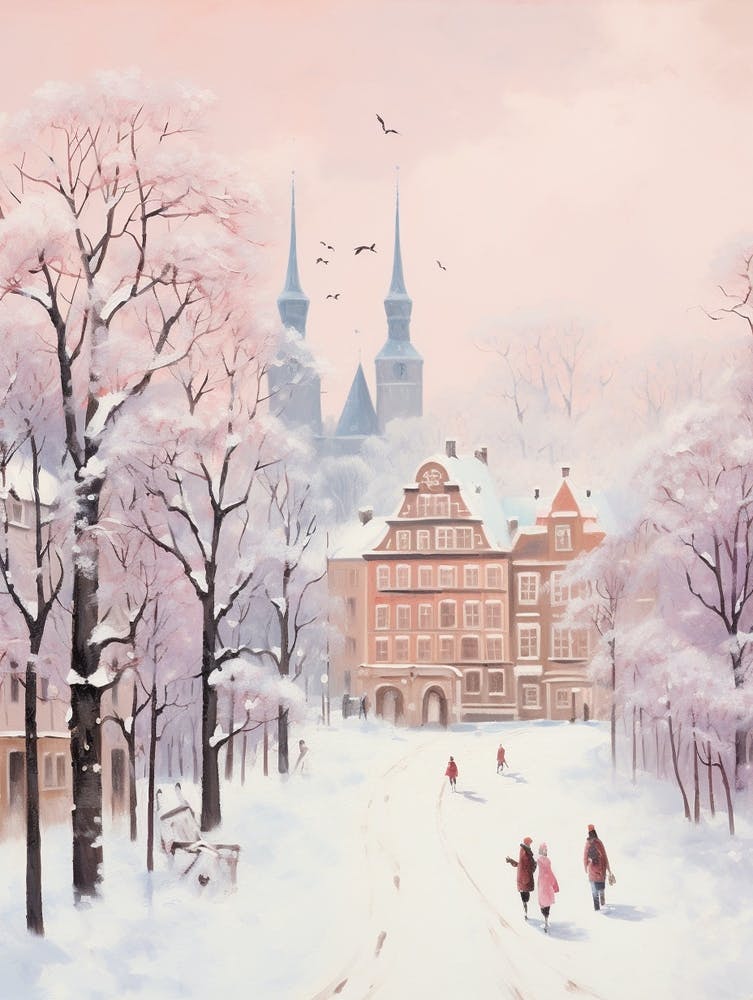 Dreamy Winter Painting Frankfurt Germany 3