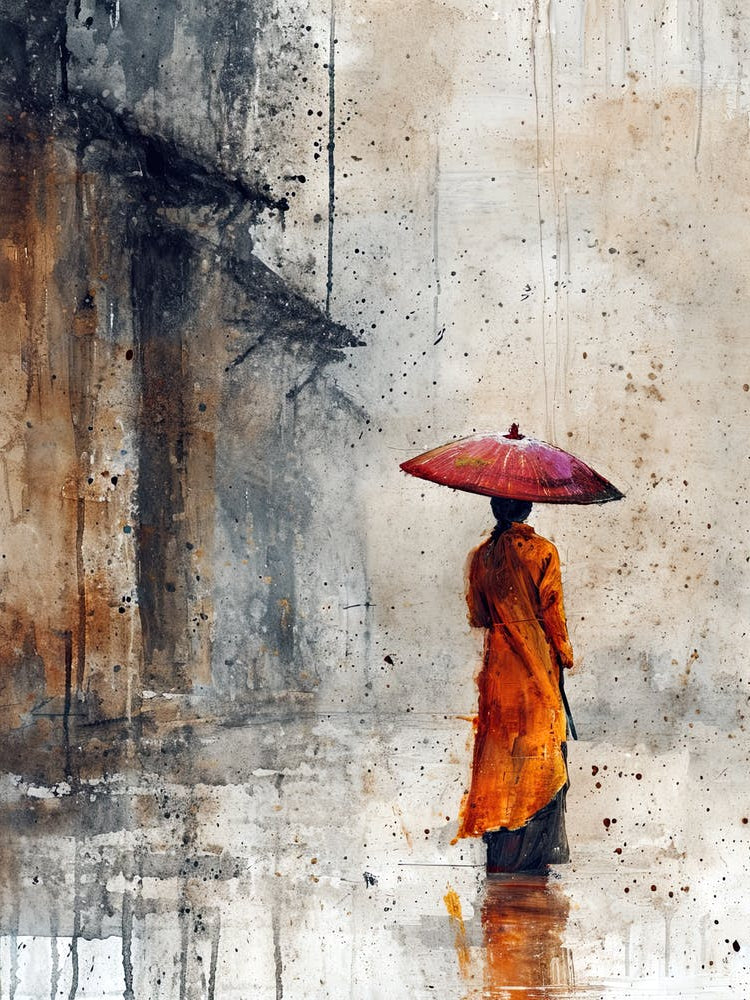 Woman Walking In The Rain, Chine