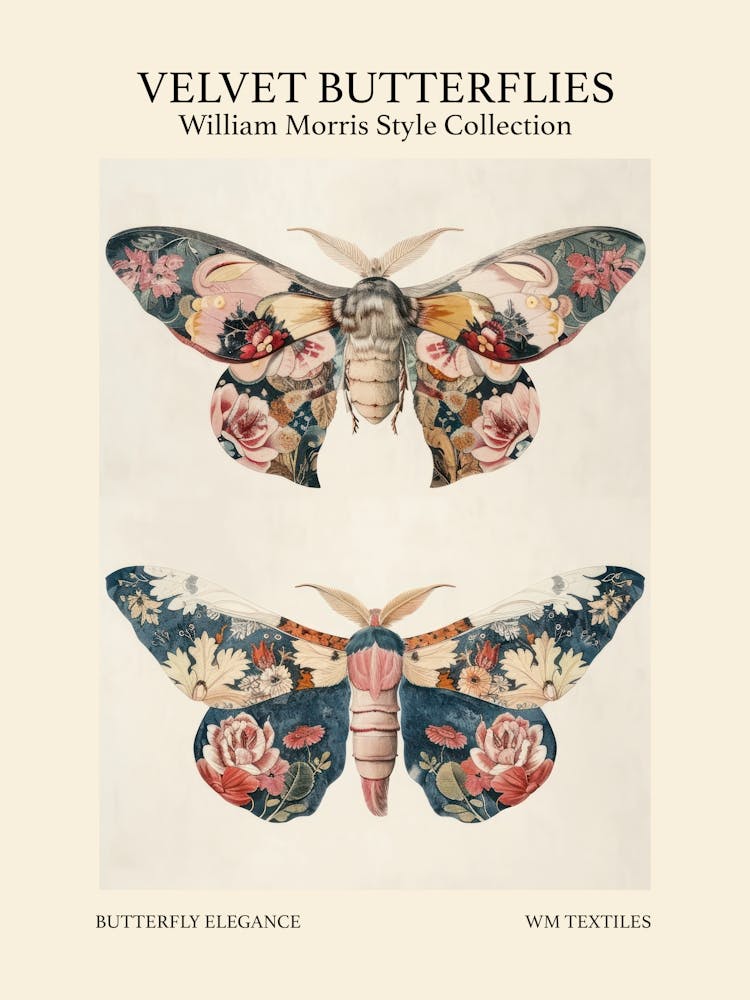 Velvet Butterflies Collection Butterfly Elegance William Morris Style 6