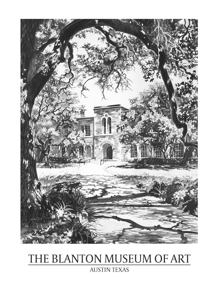 The Blanton Museum Of Art Austin Texas Black And White Drawing 1 Poster