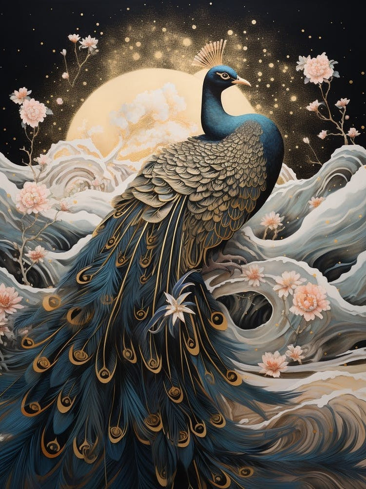 Peacock 4 Gold Detail Painting