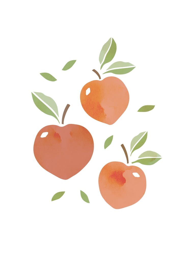 Peach Fruit Colourful Kitchen Art Nursery Wall