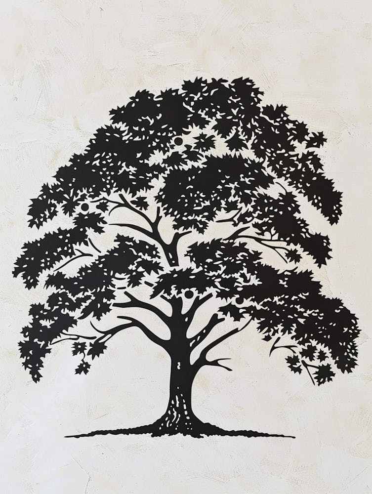 Chestnut Tree Simple Geometric Nature Stencil 1