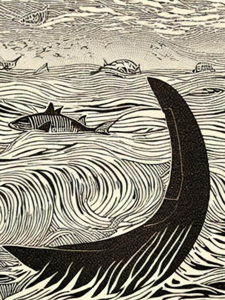 Basking Shark Linocut