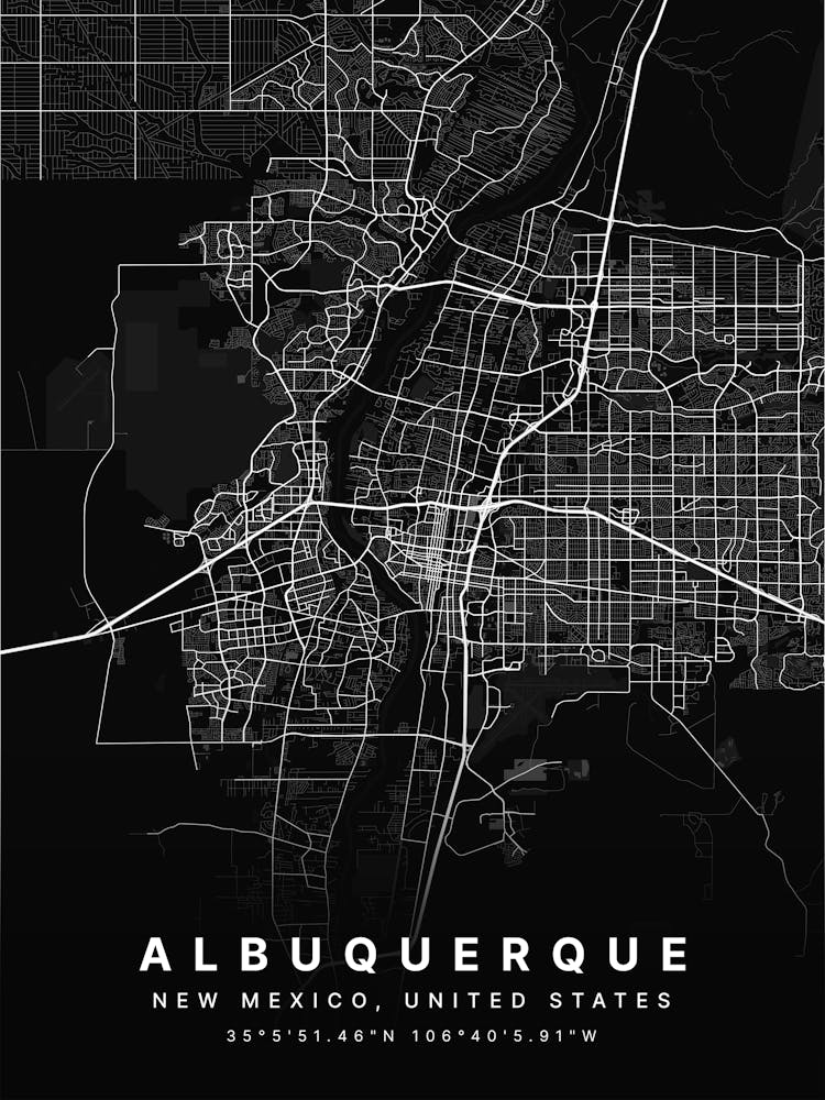Albuquerque New Mexico USA Black Map