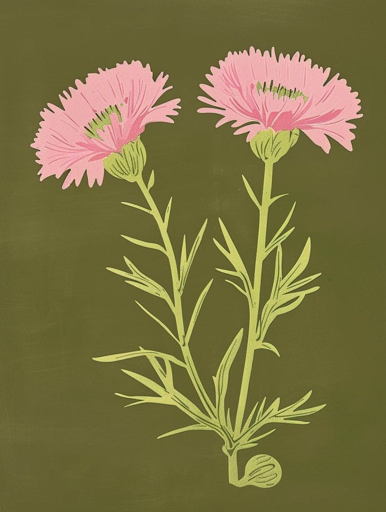 Pink & Green Asters 4