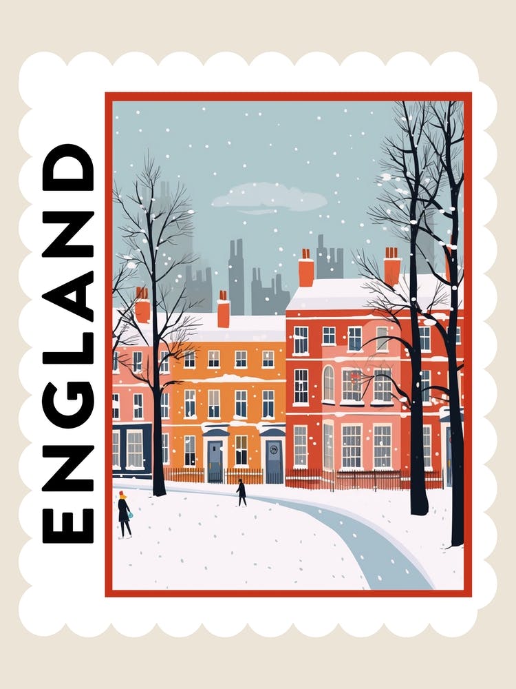 Retro Winter Stamp Poster York United Kingdom 2
