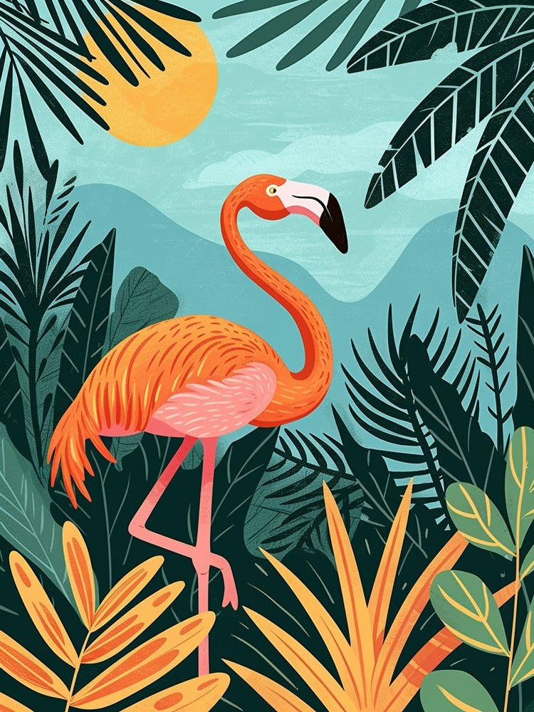 Greater Flamingo Italy Tropical Illustration 6