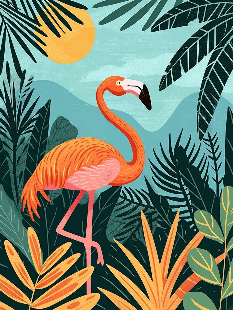 Greater Flamingo Italy Tropical Illustration 6