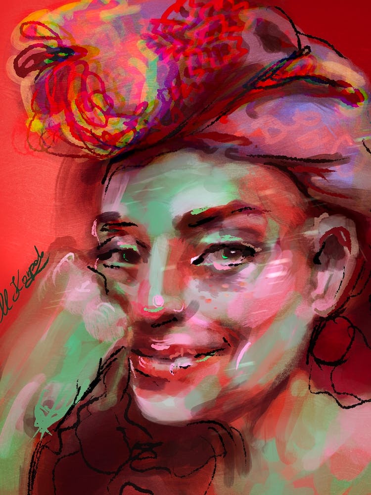Woman Portrait Colourful Red