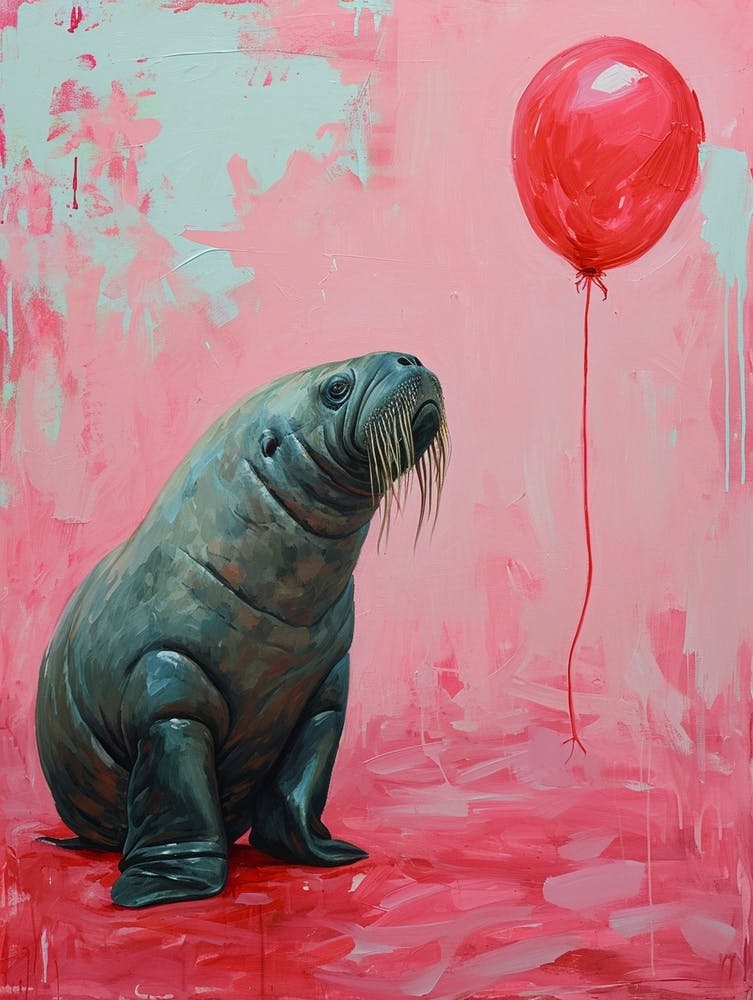 Cute Walrus 3 With Balloon