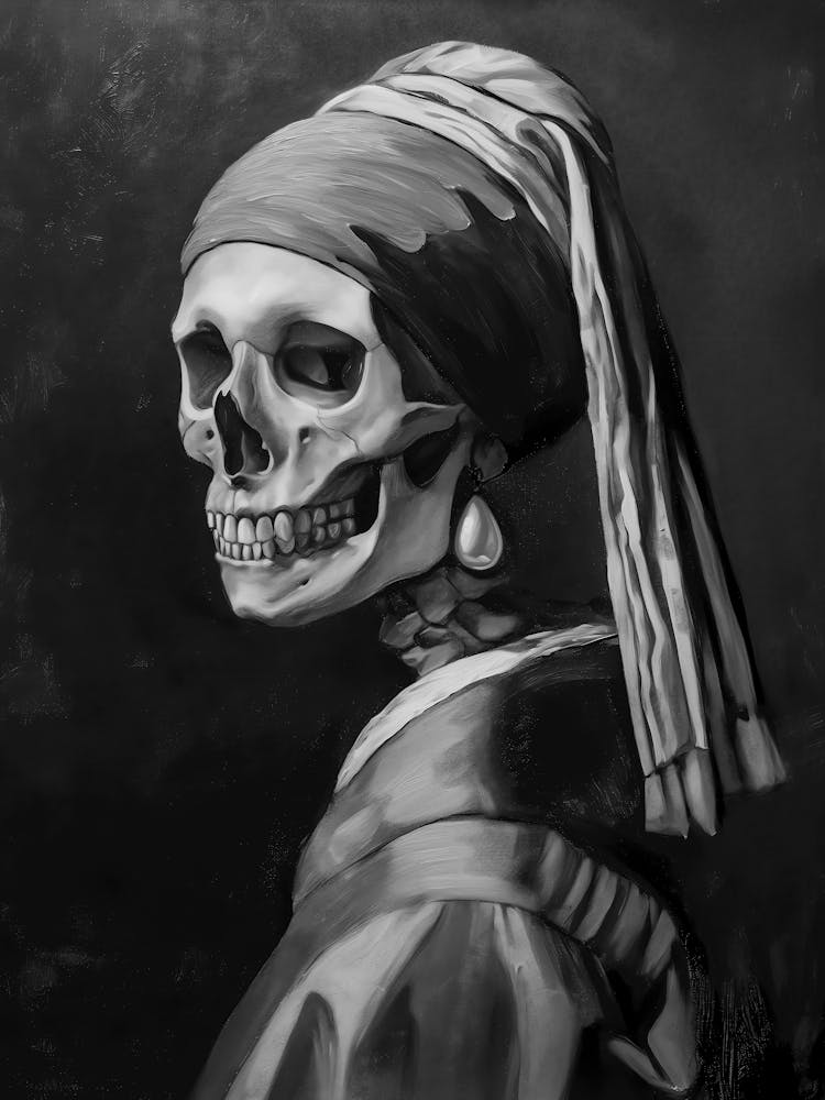 Skeleton Girl With Pearl Earring