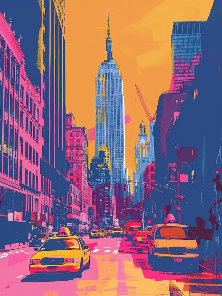 Manhattan New York Colourful Silkscreen Illustration 1