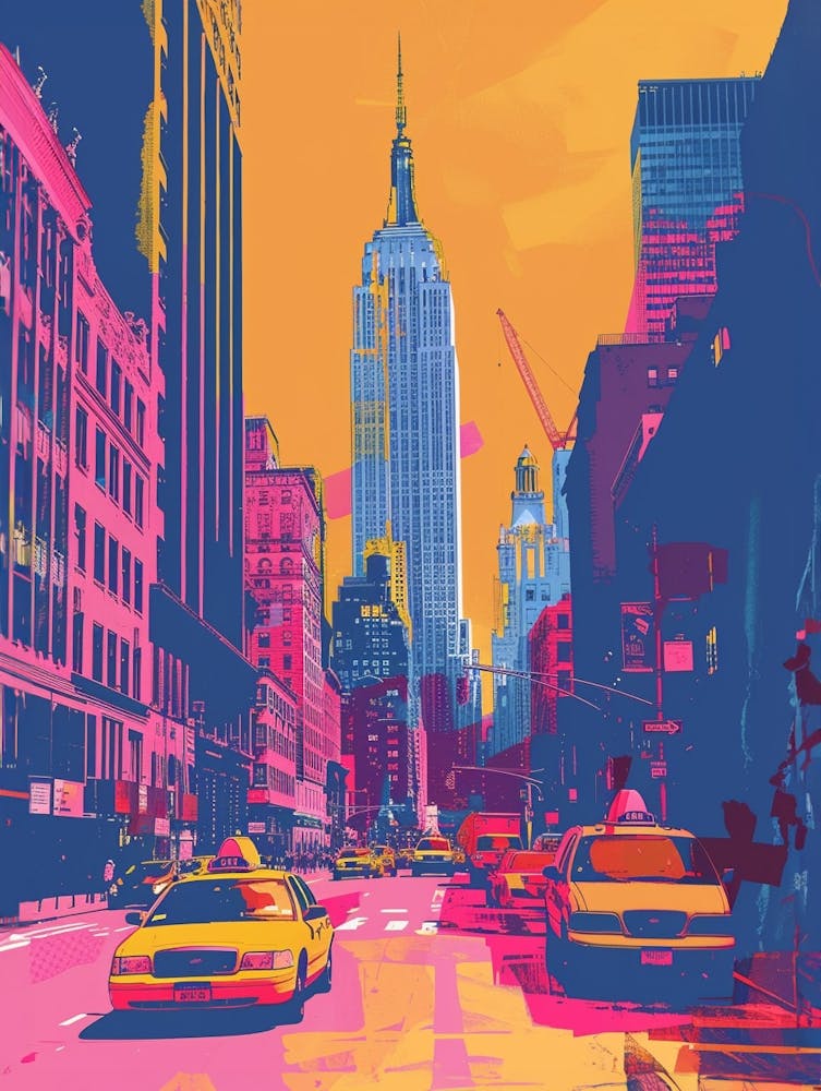 Manhattan New York Colourful Silkscreen Illustration 1